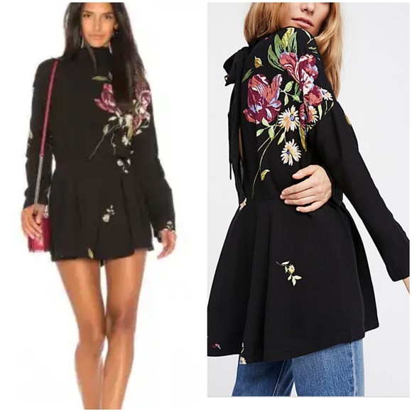 Free People black Mini Dress Tunic Top - Picture 2 of 7